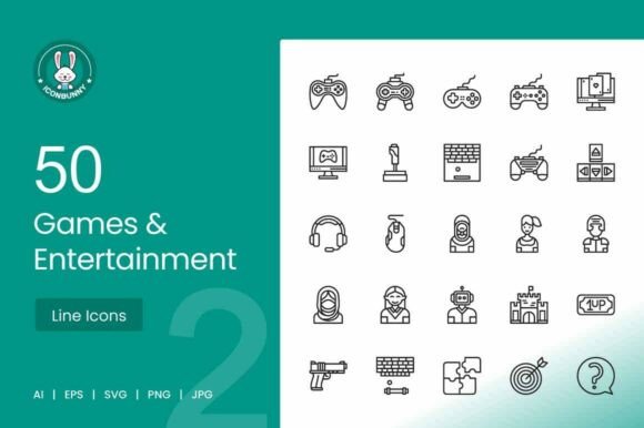 Building Immersive Digital Experiences with the 50 Games Entertainment Line Icons Collection