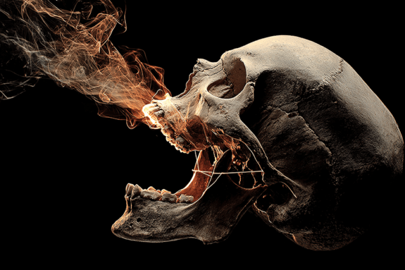 Burning Smoke Skull Background for Bold Designs