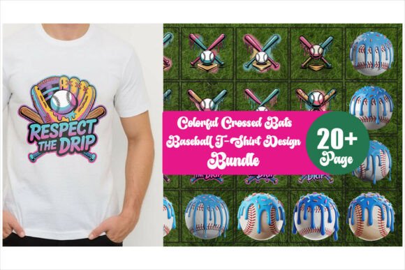Colorful Crossed Bats Baseball: A Design Powerhouse