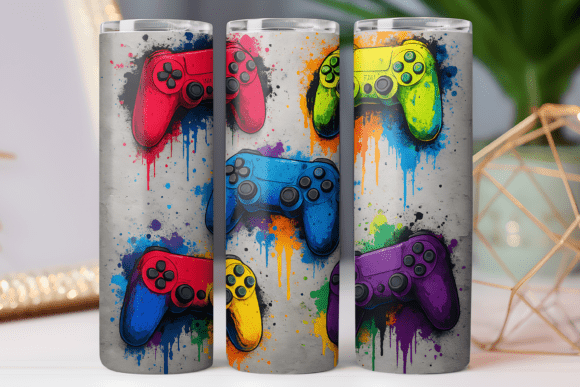 Controller PNG Tumbler Wrap for 20oz Skinny Designs