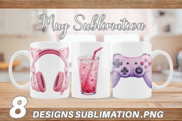 Cozy Gamer Girl Mug Wrap: Create Personalized Coffee Mugs with a Trendy Aesthetic