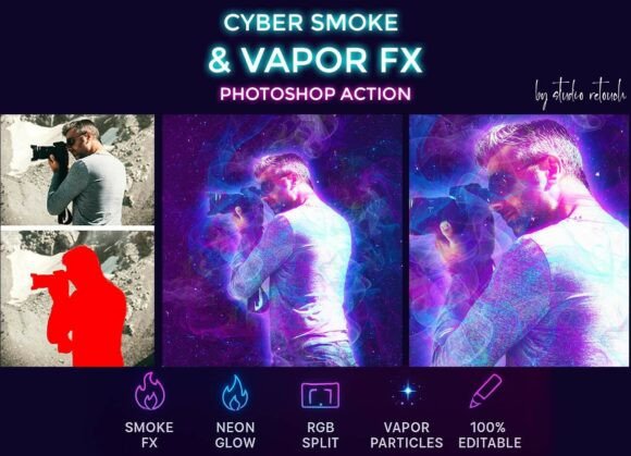 Cyber Smoke Vapor FX Photoshop Action