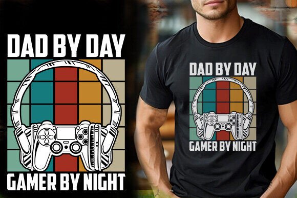 Dad by Day, Gamer by Night T-Shirt Design