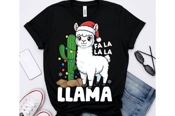 Designing with Llama Christmas Tshirt PNG