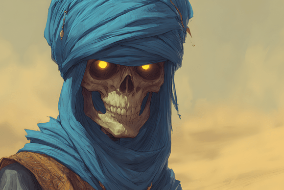 Fantasy Desert Skeleton Warrior Background