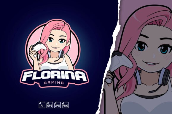 Florina Pink Hair Gamer Girl Logo: Why This Template Deserves a Closer Look Before You Design