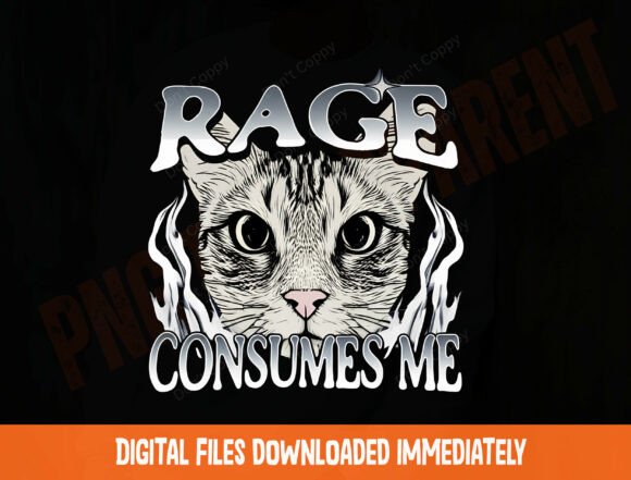 Funny Rage Cat PNG Sublimation
