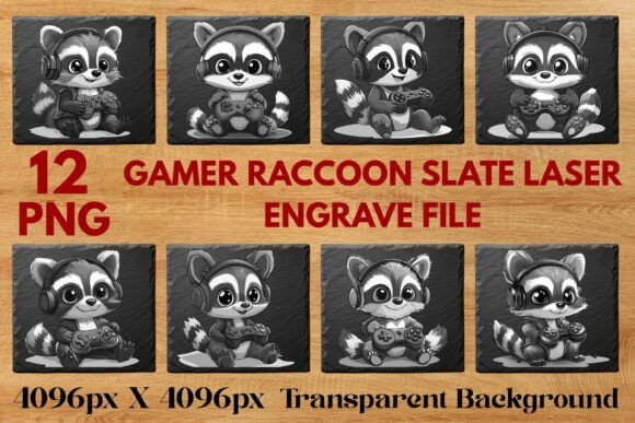 Gamer Raccoon Slate Laser Engrave File – Elevate Your Engraving Projects with Playful Precision