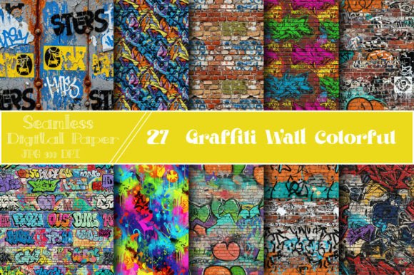 Graffiti Wall Colorful Digital Paper for Creative Projects