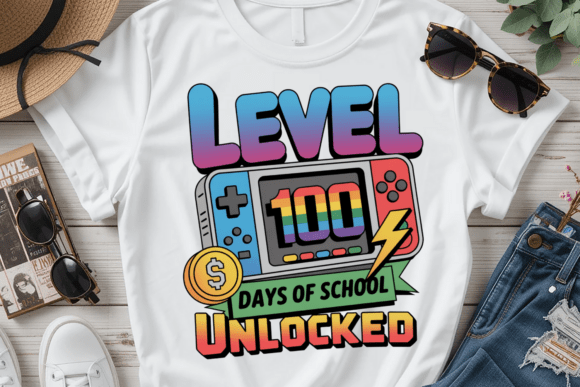 Level 100 Days of School PNG: Celebrate Classroom Achievements Like a True Gamer