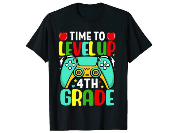 Level Up 4th Grade Gamer SVG T-Shirt for Back-to-School DIY Projects