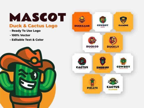 Mascot Duck Cactus Character Set: A Versatile Collection for Branding and Content Creation
