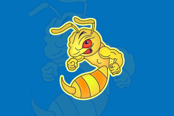 Muscular Bee Mascot Cartoon Vector
