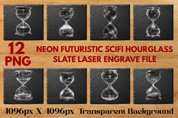 Neon Futuristic Sci-Fi Hourglass Slate Laser Engrave Design
