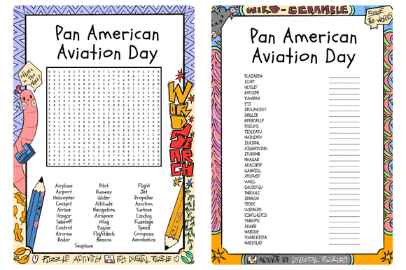 Pan American Aviation Day Puzzles for Young Explorers