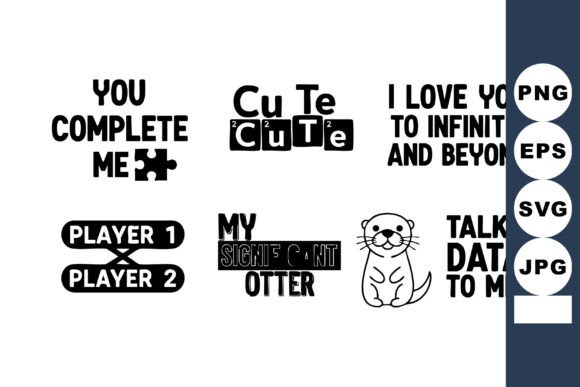 Playful Love Quotes Otter Puzzle: A Vector Set for Creative Projects