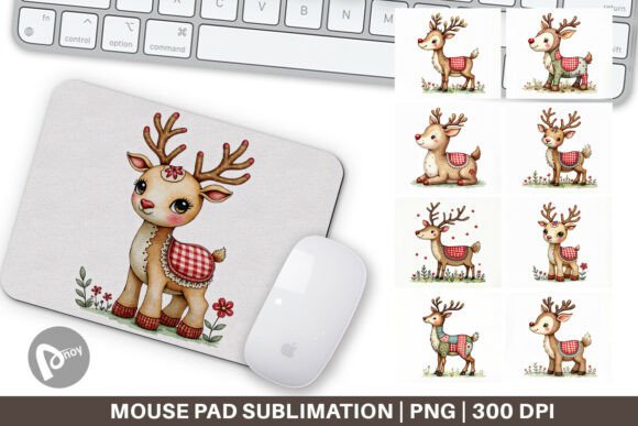 Reindeer Patchwork Mouse Pad: Style and Comfort for Your Desk