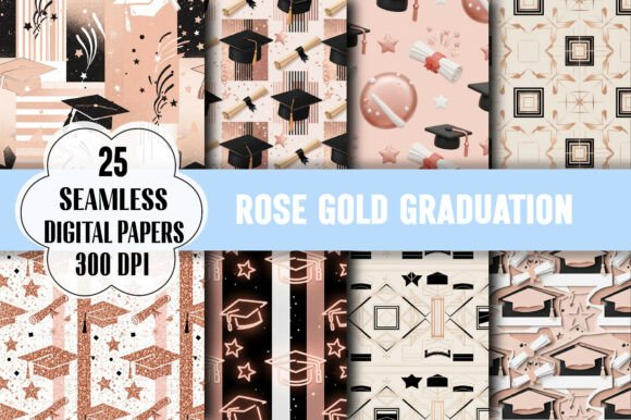 Rose Gold Graduation Digital Pattern for Creatives