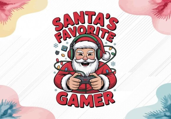 Santa’s Favorite Gamer SVG PNG – Festive Gaming Art