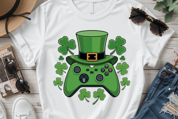 St Patrick's Day Gamer Controller PNG – Lucky Gaming Style