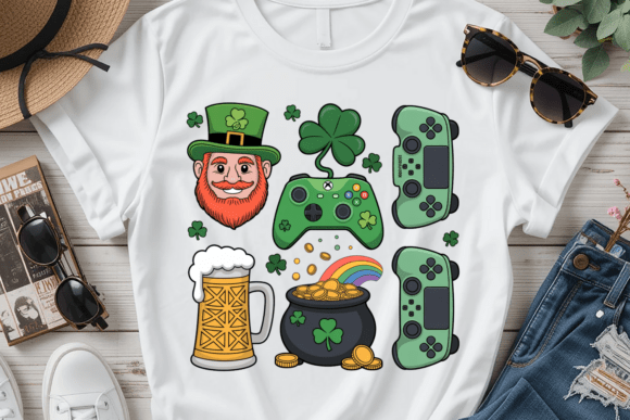 St Patrick's Day Gamer Leprechaun PNG for Festive Designs