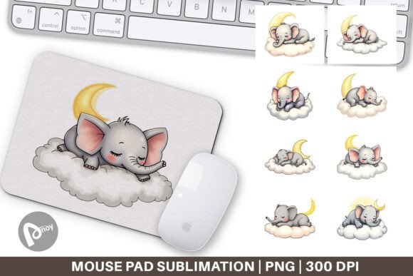 Transform Your Workspace with the Mouse Pad Sleepy Elephant Cloud and Sublimation Mouse Pad