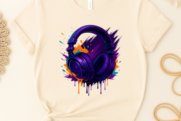 Watercolor Headphone Sublimation Clipart for Creative Projects